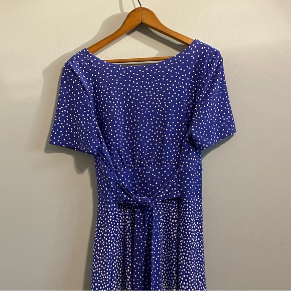 Cato Womens Purple White Poka Dot Dress Size Large Short Sleeve - Picture 6 of 10